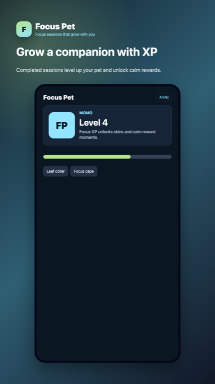 Focus Pet Arctic theme pet growth screen